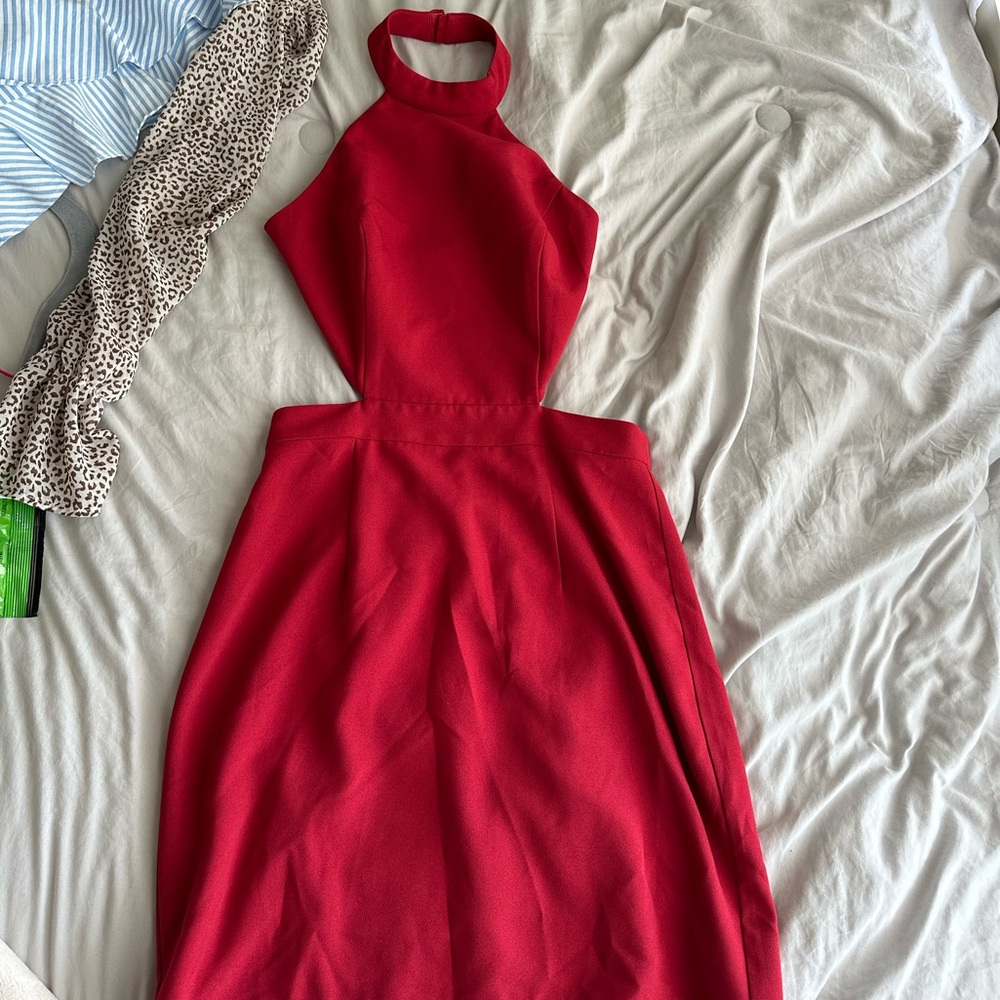 Revolve NBD red bodycon cutout mini dress size S